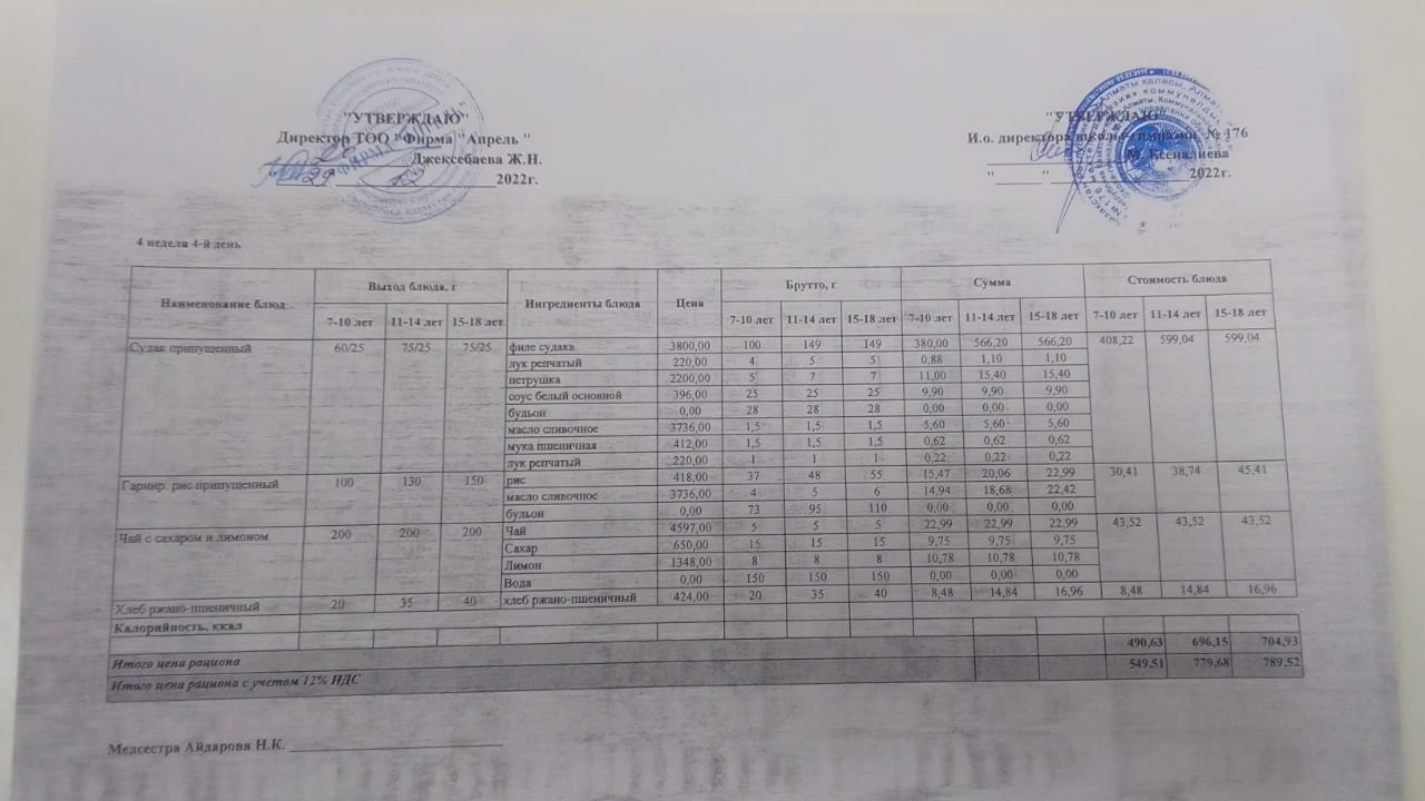 ыстык мектеп меню - 29.12.2022