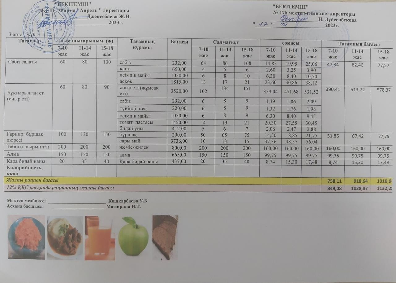 17.04.2023 ж Асхана мәзірі
