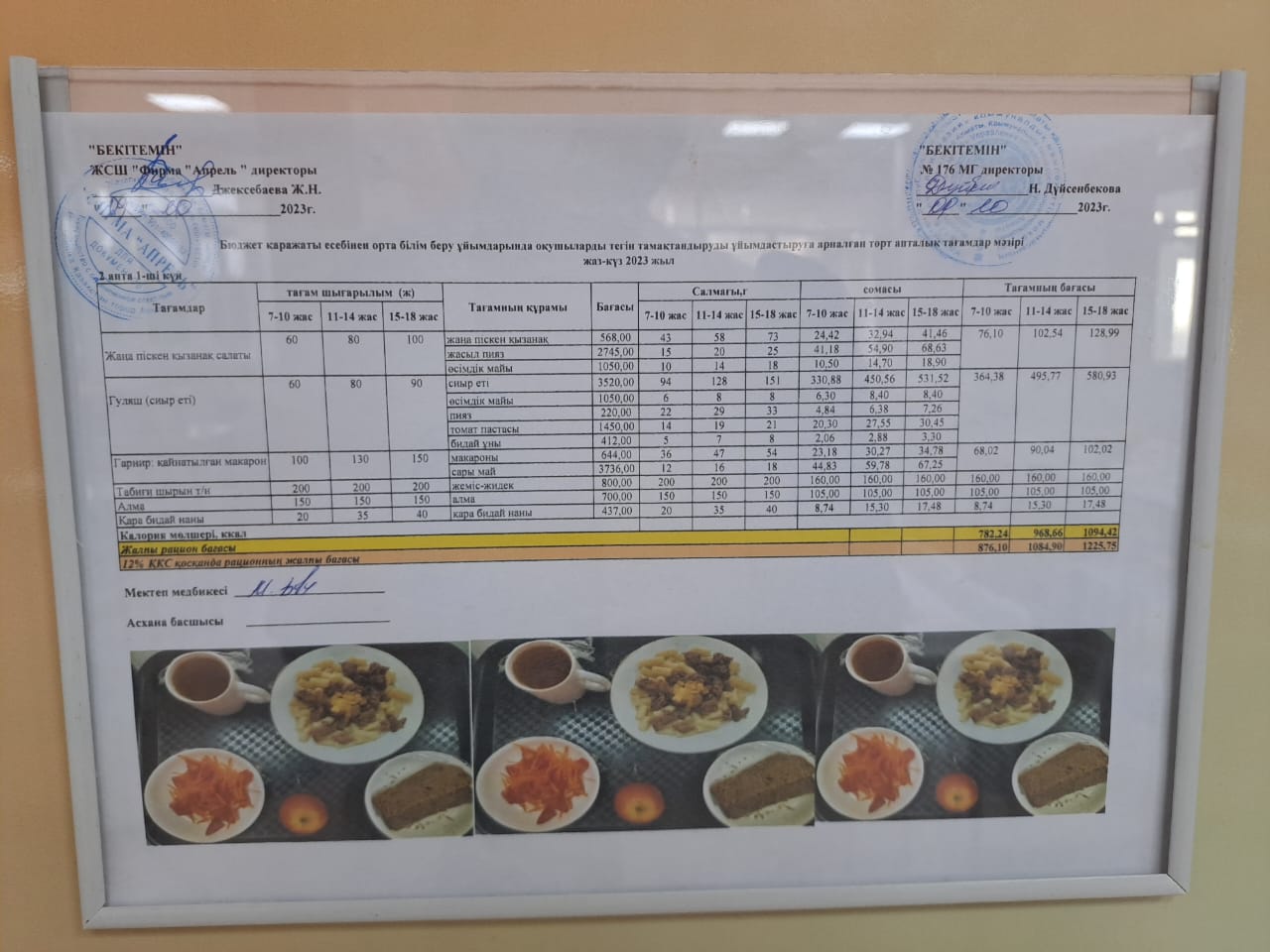 09.10.2023 ж Асхана мәзірі