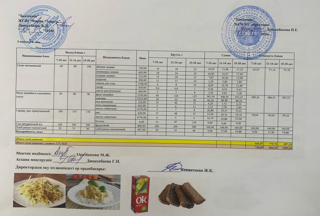 13.11.2024 ж Асхана мәзірі