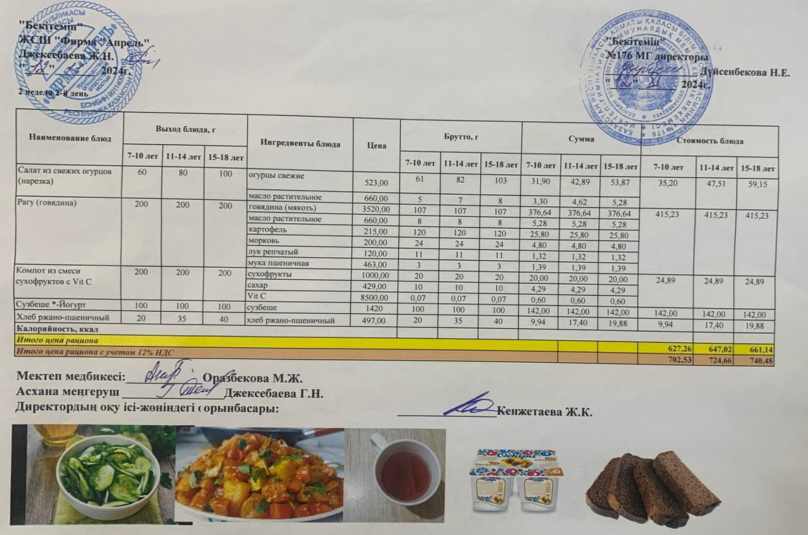 12.11.2024 ж Асхана мәзірі