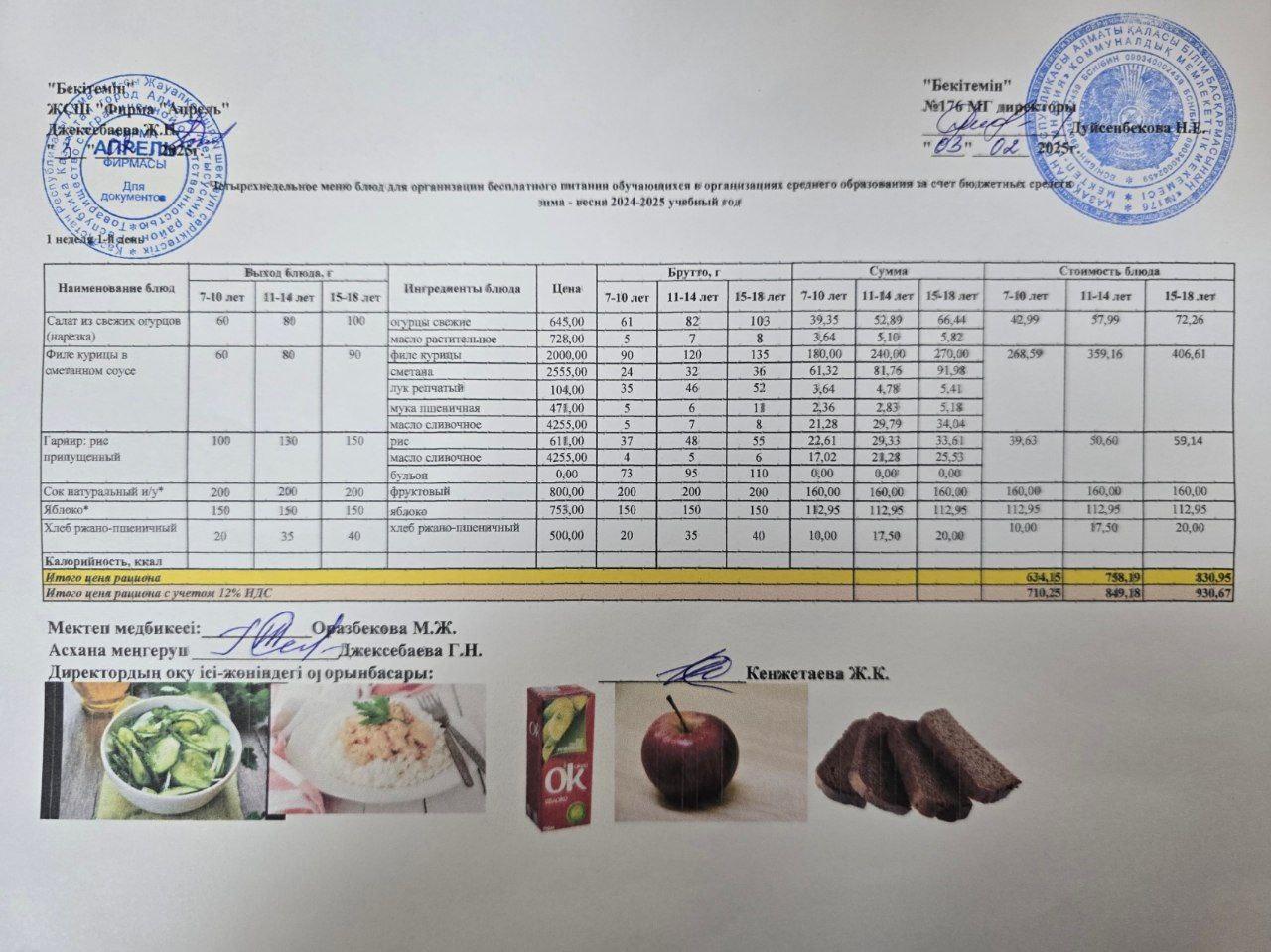 03.02.2025 ж Асхана мәзірі