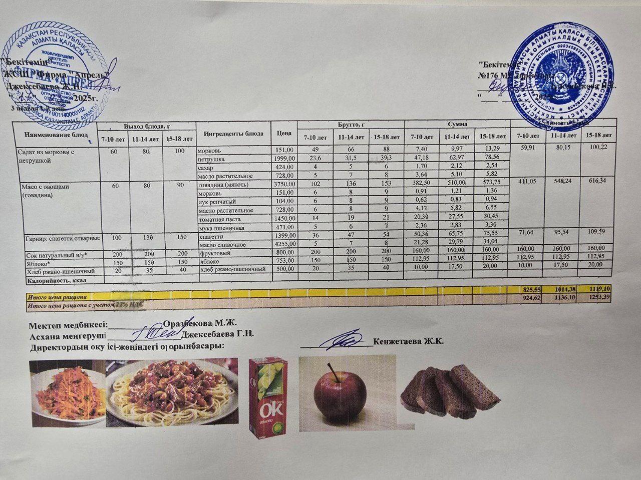 17.03.2025 ж Асхана мәзірі
