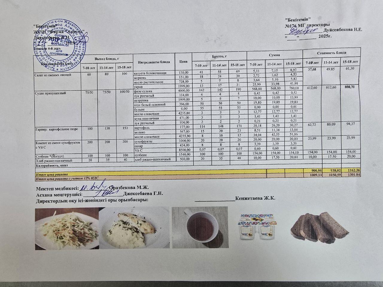 13.02.2025 ж Асхана мәзірі