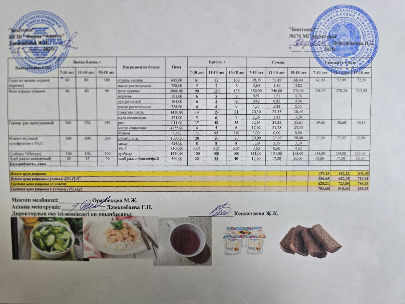 18.04.2025 ж Асхана мәзірі