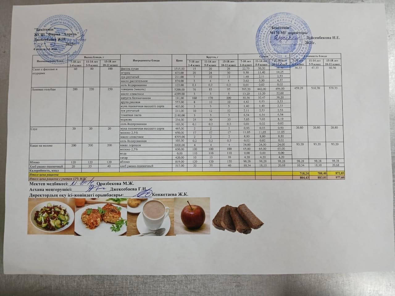 24.09.2025 ж  Асхана мәзірі