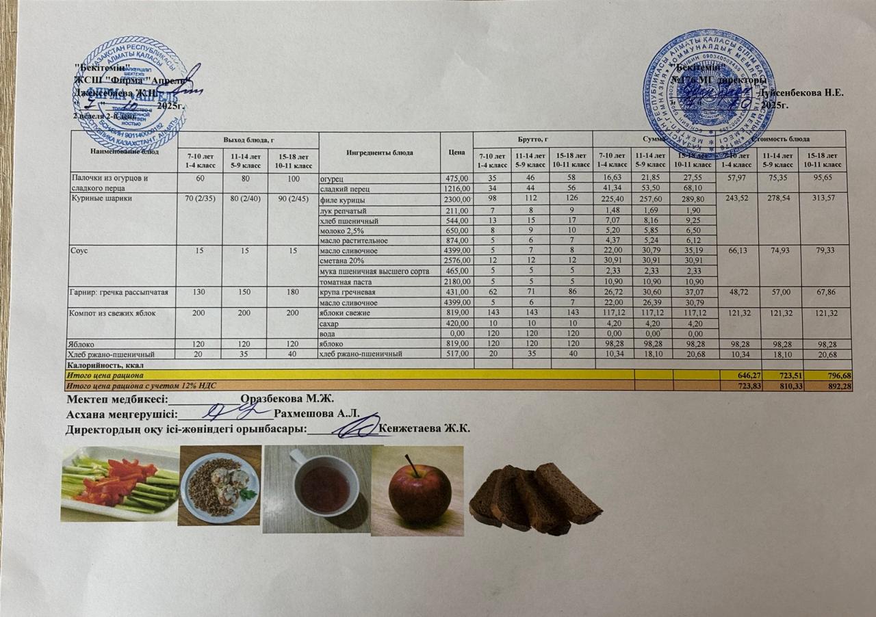 07.10.2025  Асхана мәзірі