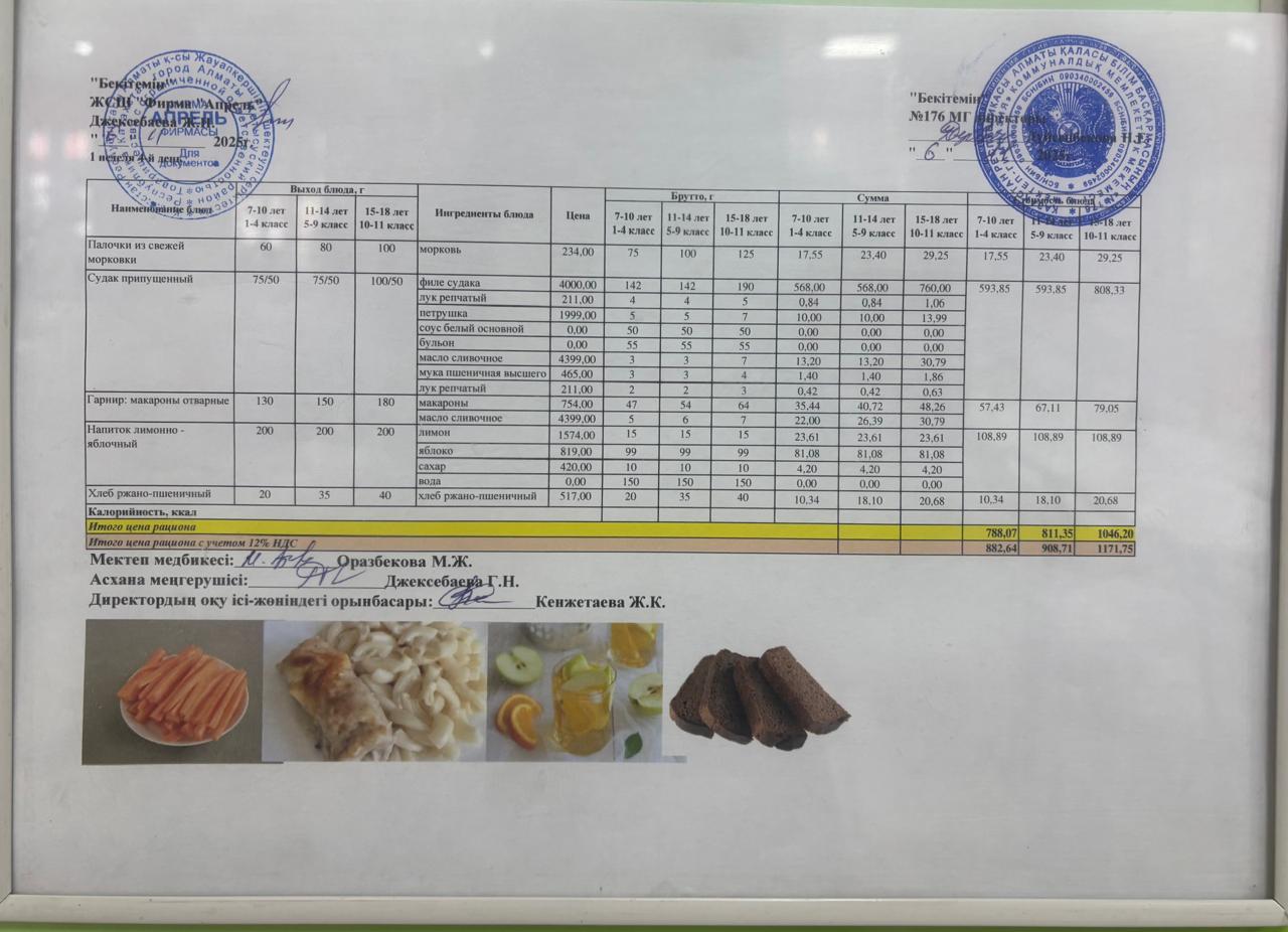 06.11.2025 жыл Асхана мәзірі