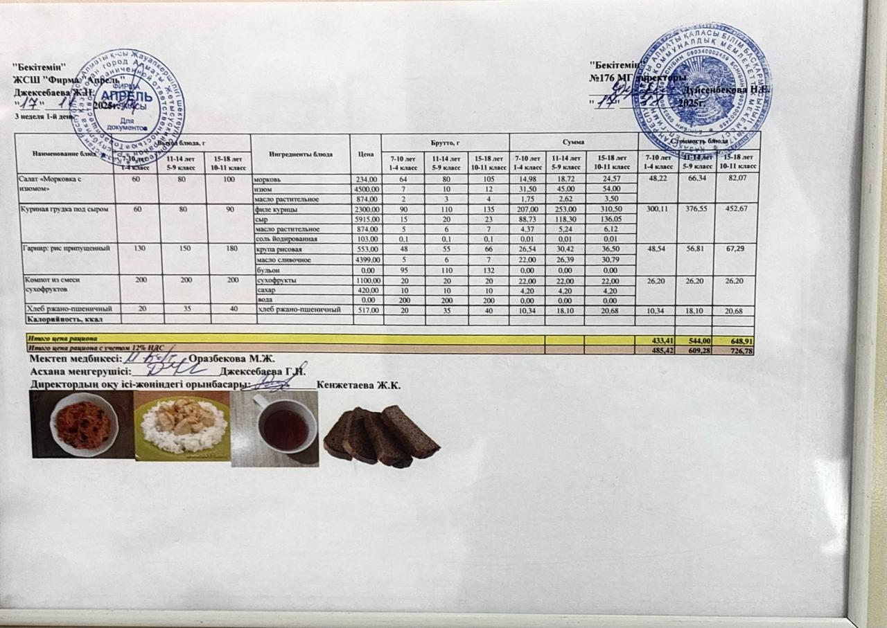 17.11.2025 ж Асхана мәзірі