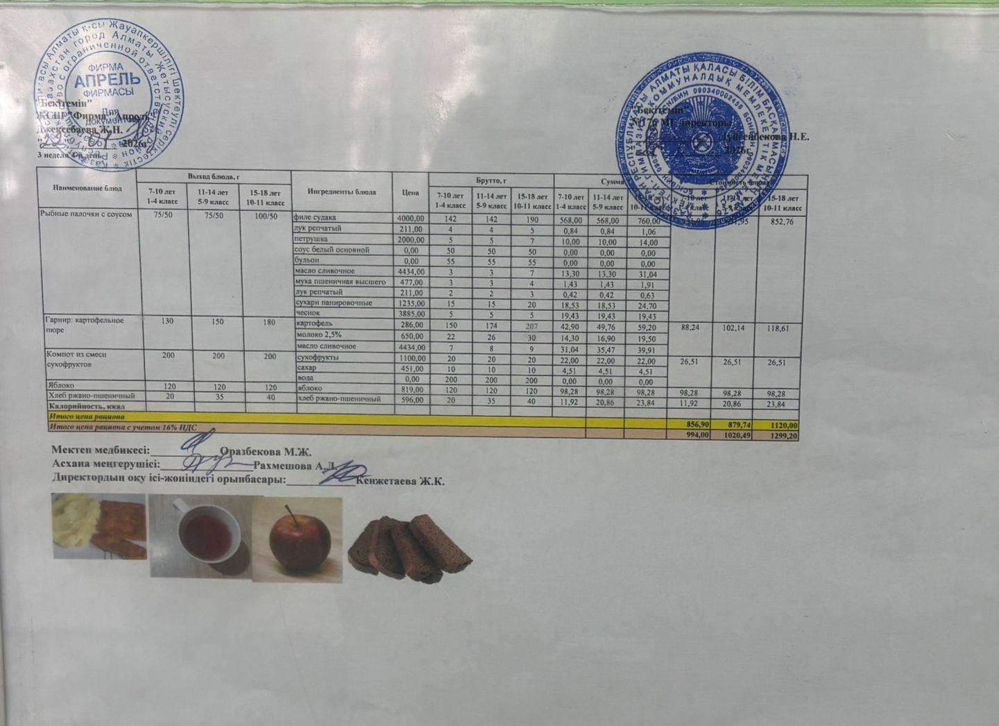 22.01.2026 ж Асхана мәзірі